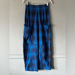 BDG Blue Plaid Cotton Pull-On Pants | Relaxed Fit XS